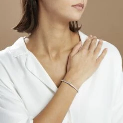 Bracelet Jonc Alane Or Blanc Oxyde De Zirconium -Fanny Boutique B3BFBZW179 model0