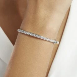 Bracelet Jonc Alane Or Blanc Oxyde De Zirconium -Fanny Boutique B3BFBZW179 model1