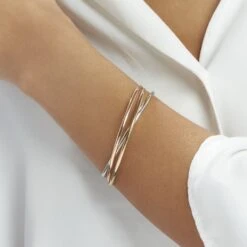 Bracelet Jonc Catalin 3 Fils Entrelaces Or Tricolore -Fanny Boutique B3BFJW008M model1