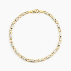 Bracelet Danae Maille Plaquette Alternee 1/1 Or Bicolore