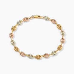 Bracelet Dami Maille Grain De Café Or Tricolore