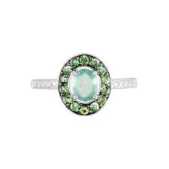 Bague Leona Or Blanc Emeraude Diamant -Fanny Boutique B3DFBEV248 view1