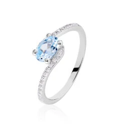 Bague Loriane Or Blanc Topaze Et Oxyde De Zirconium