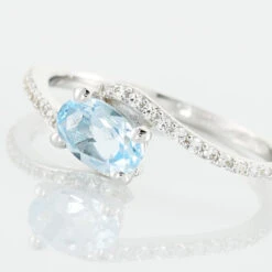 Bague Loriane Or Blanc Topaze Et Oxyde De Zirconium -Fanny Boutique B3DFBTB178 view3