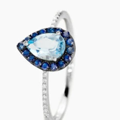 Bague Kenza Or Blanc Topaze Et Saphir Et Diamant -Fanny Boutique B3DFBTB565 view1