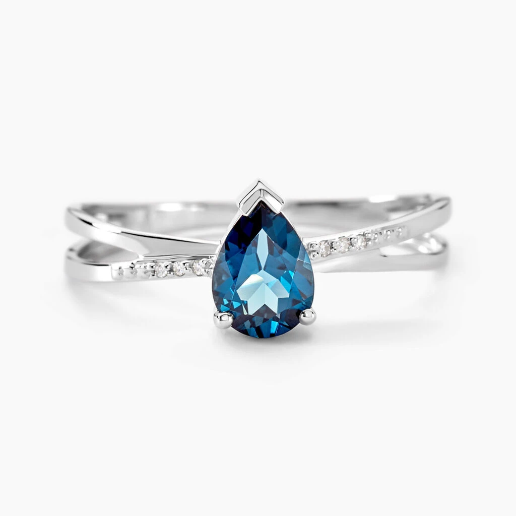 Bague Teresa Or Blanc Topaze Et Diamant 3 Bague Teresa Or Blanc Topaze Et Diamant