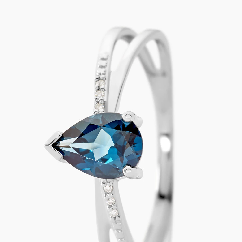 Bague Teresa Or Blanc Topaze Et Diamant 4 Bague Teresa Or Blanc Topaze Et Diamant – Image 2