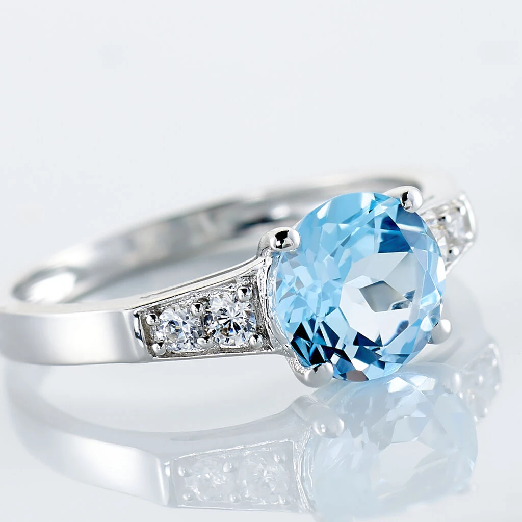 Bague Maysara Or Blanc Topaze Et Oxyde De Zirconium 6 Bague Maysara Or Blanc Topaze Et Oxyde De Zirconium – Image 4