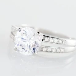 Bague Solitaire Anthyme Or Blanc Oxyde De Zirconium -Fanny Boutique B3DFBZW02E view3