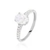 Bague Solitaire Oval Or Blanc Oxyde De Zirconium