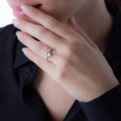 Bague Solitaire Oval Or Blanc Oxyde De Zirconium -Fanny Boutique B3DFBZW044 model0