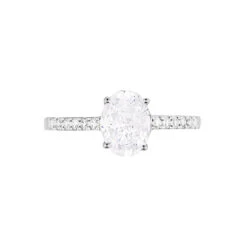 Bague Solitaire Oval Or Blanc Oxyde De Zirconium -Fanny Boutique B3DFBZW044 view1