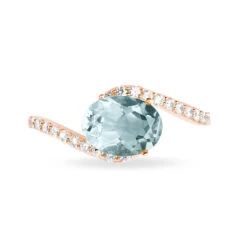 Bague Loriane Or Rose Aigue Marine Et Diamant -Fanny Boutique B3DFRAB117 view1