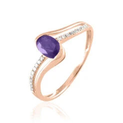 Bague Anja Or Rose Amethyste Et Diamant