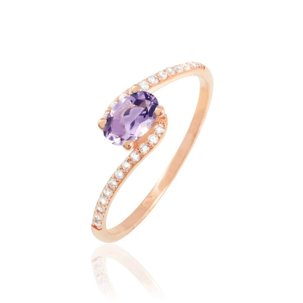 Bague Loriane Or Rose Amethyste Et Oxyde De Zirconium 3 Bague Loriane Or Rose Amethyste Et Oxyde De Zirconium