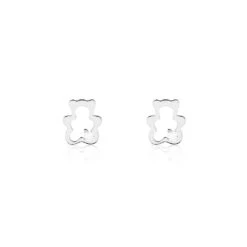 Boucles D'oreilles Puces Baptista Ours Or Blanc Oxydes