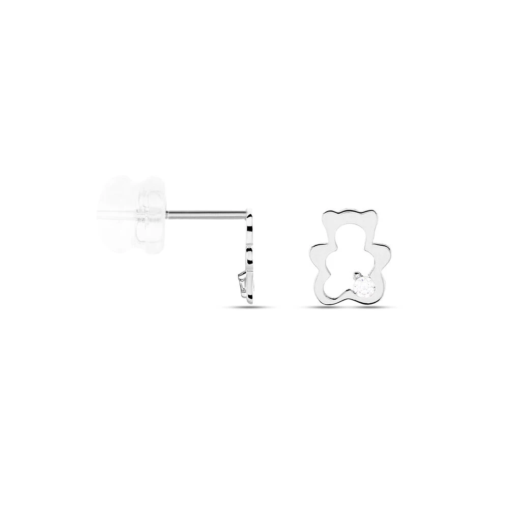 Boucles D'oreilles Puces Baptista Ours Or Blanc Oxydes 4 Boucles D'oreilles Puces Baptista Ours Or Blanc Oxydes – Image 2