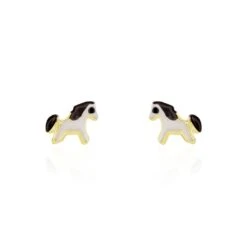 Boucles D'oreilles Puces Heldea Cheval Or Jaune