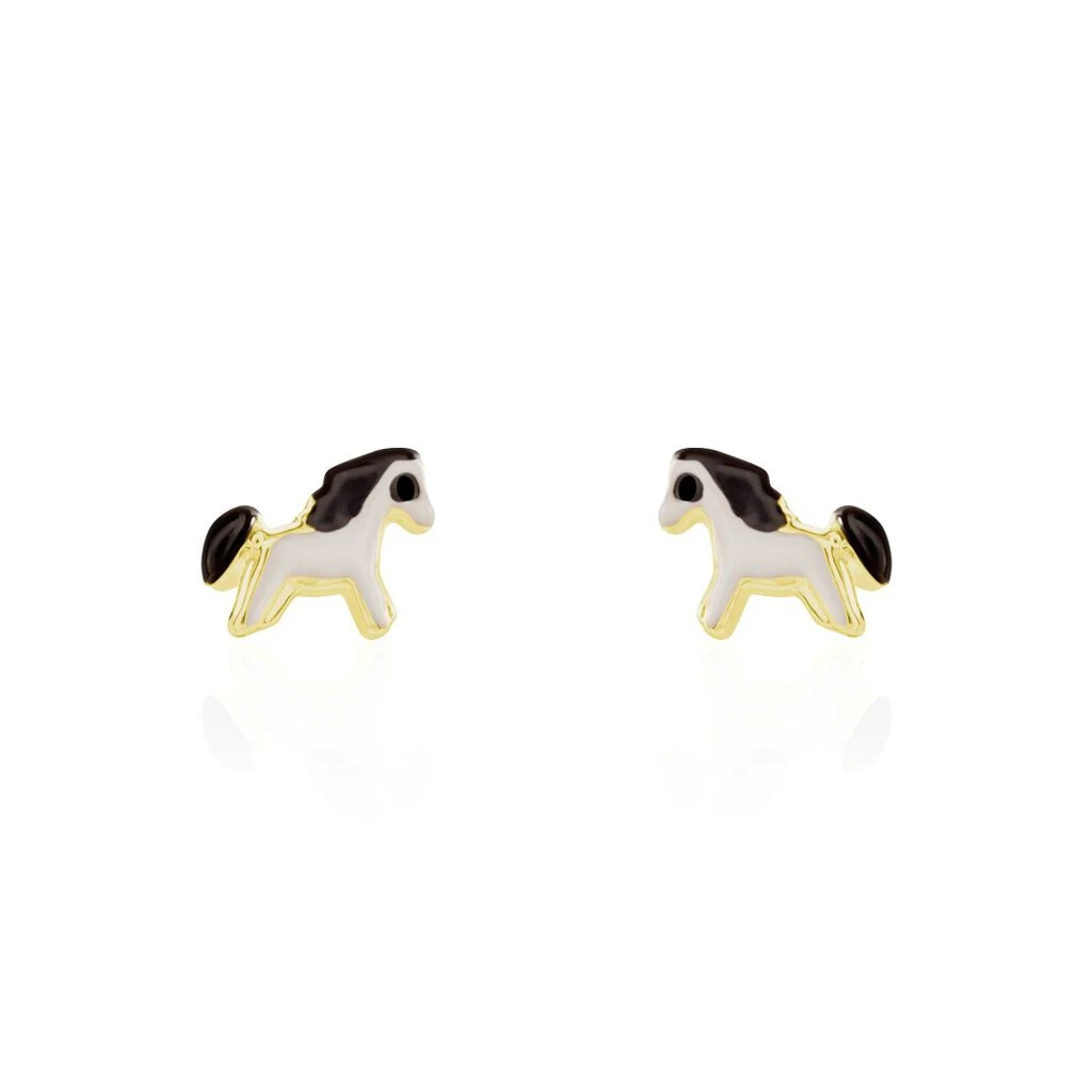 Boucles D'oreilles Puces Heldea Cheval Or Jaune 3 Boucles D'oreilles Puces Heldea Cheval Or Jaune