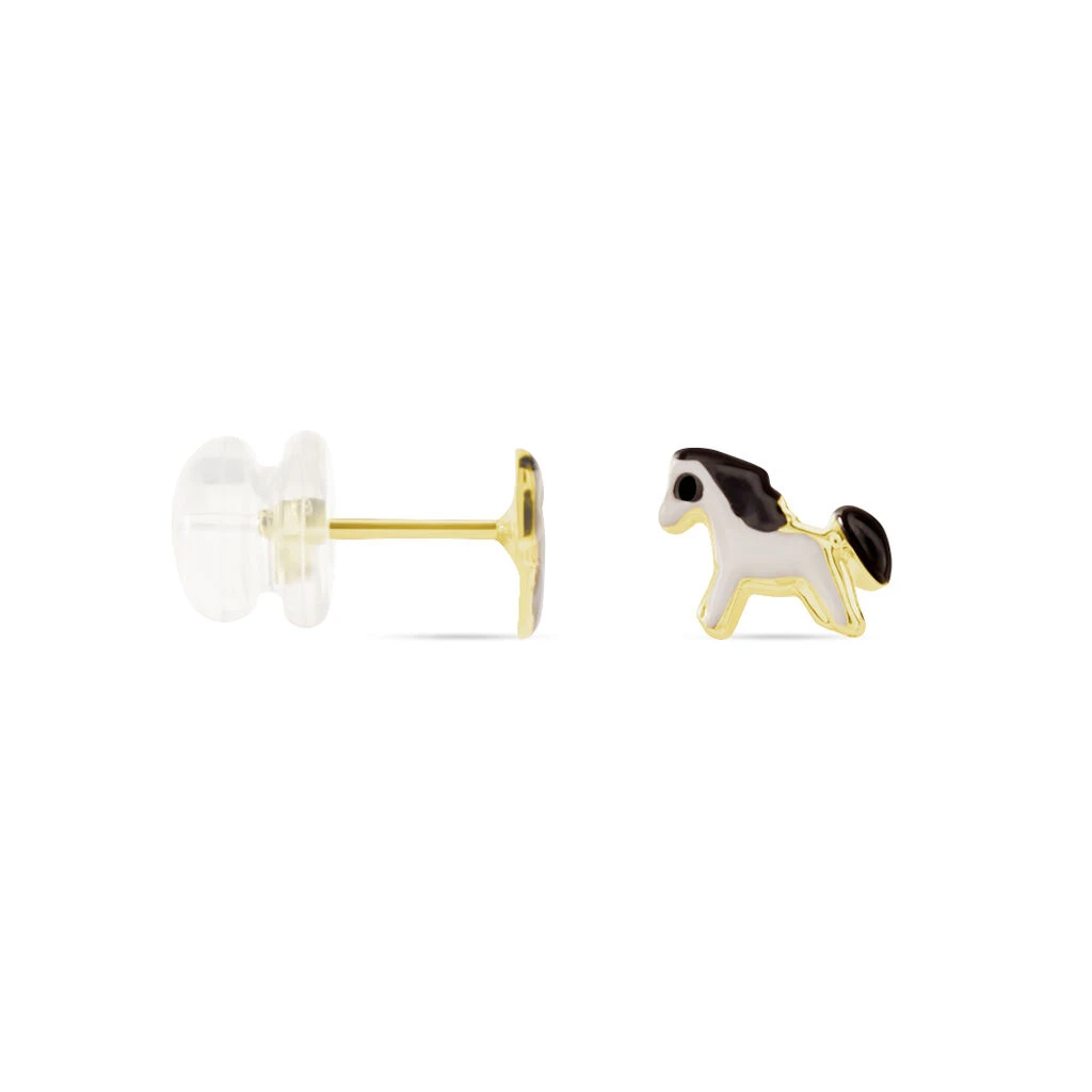 Boucles D'oreilles Puces Heldea Cheval Or Jaune 4 Boucles D'oreilles Puces Heldea Cheval Or Jaune – Image 2