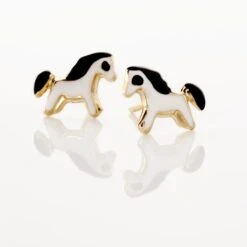Boucles D'oreilles Puces Heldea Cheval Or Jaune 7 Boucles D'oreilles Puces Heldea Cheval Or Jaune -Fanny Boutique B3OEJW0004 view2