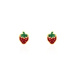 Boucles D'oreilles Puces Tharia Fraise Or Jaune