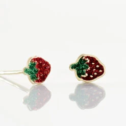 Boucles D'oreilles Puces Tharia Fraise Or Jaune -Fanny Boutique B3OEJWR015 view2