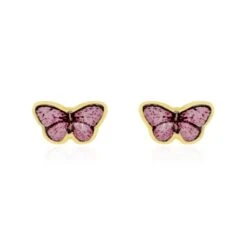 Boucles D'oreilles Puces Sulivia Papillon Or Jaune