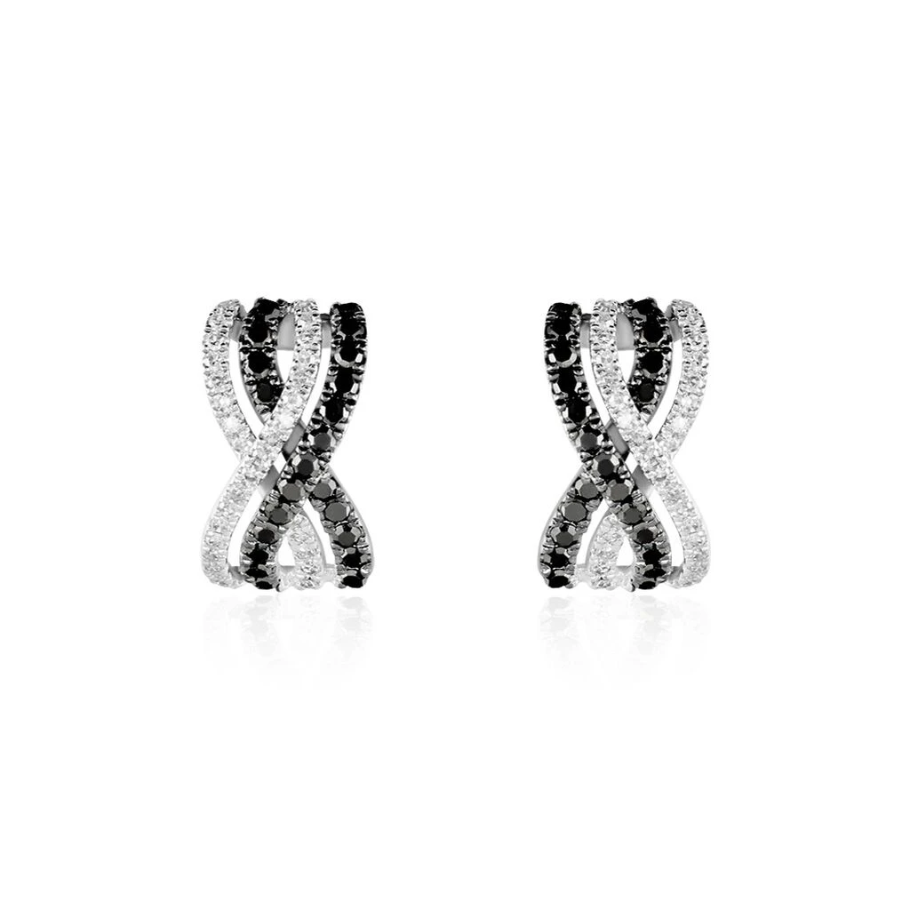 Boucles D'oreilles Puces Julianne Or Blanc Diamant 3 Boucles D'oreilles Puces Julianne Or Blanc Diamant