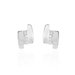 Boucles D'oreilles Puces Dolene Or Blanc Diamant