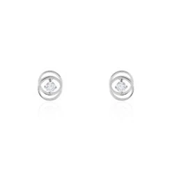Boucles D'oreilles Puces Nid Amour Or Blanc Diamant