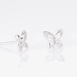 Boucles D'oreilles Puces Papillon Or Blanc Diamant -Fanny Boutique B3OFBDW120 view2