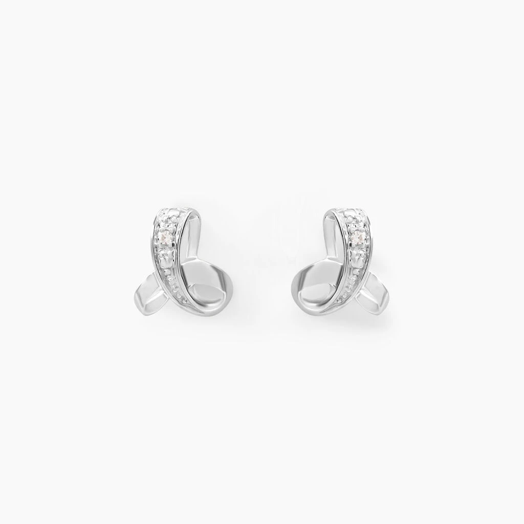 Boucles D'oreilles Puces Volute Or Blanc Diamant 3 Boucles D'oreilles Puces Volute Or Blanc Diamant
