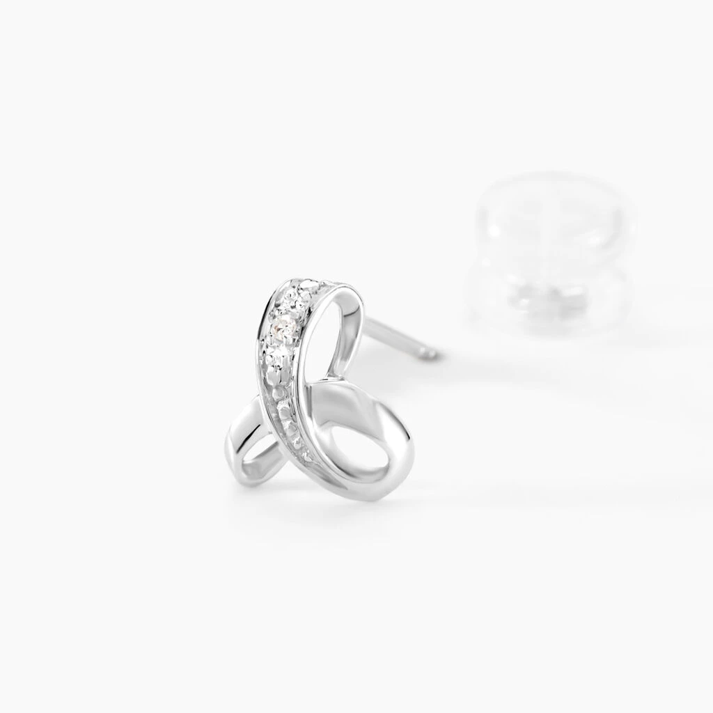 Boucles D'oreilles Puces Volute Or Blanc Diamant 4 Boucles D'oreilles Puces Volute Or Blanc Diamant – Image 2