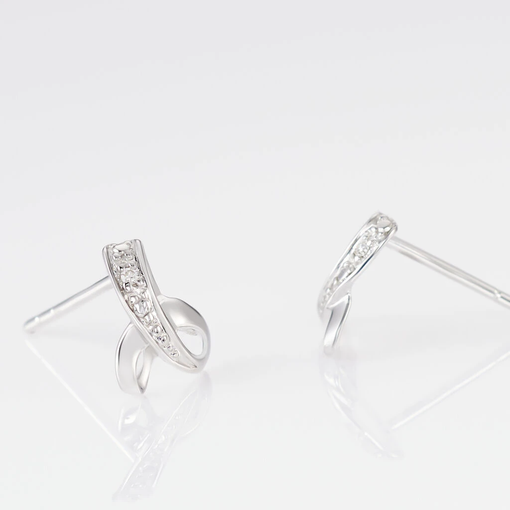 Boucles D'oreilles Puces Volute Or Blanc Diamant 5 Boucles D'oreilles Puces Volute Or Blanc Diamant – Image 3