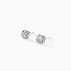 Boucles D'oreilles Puces Natacha Or Blanc Diamant