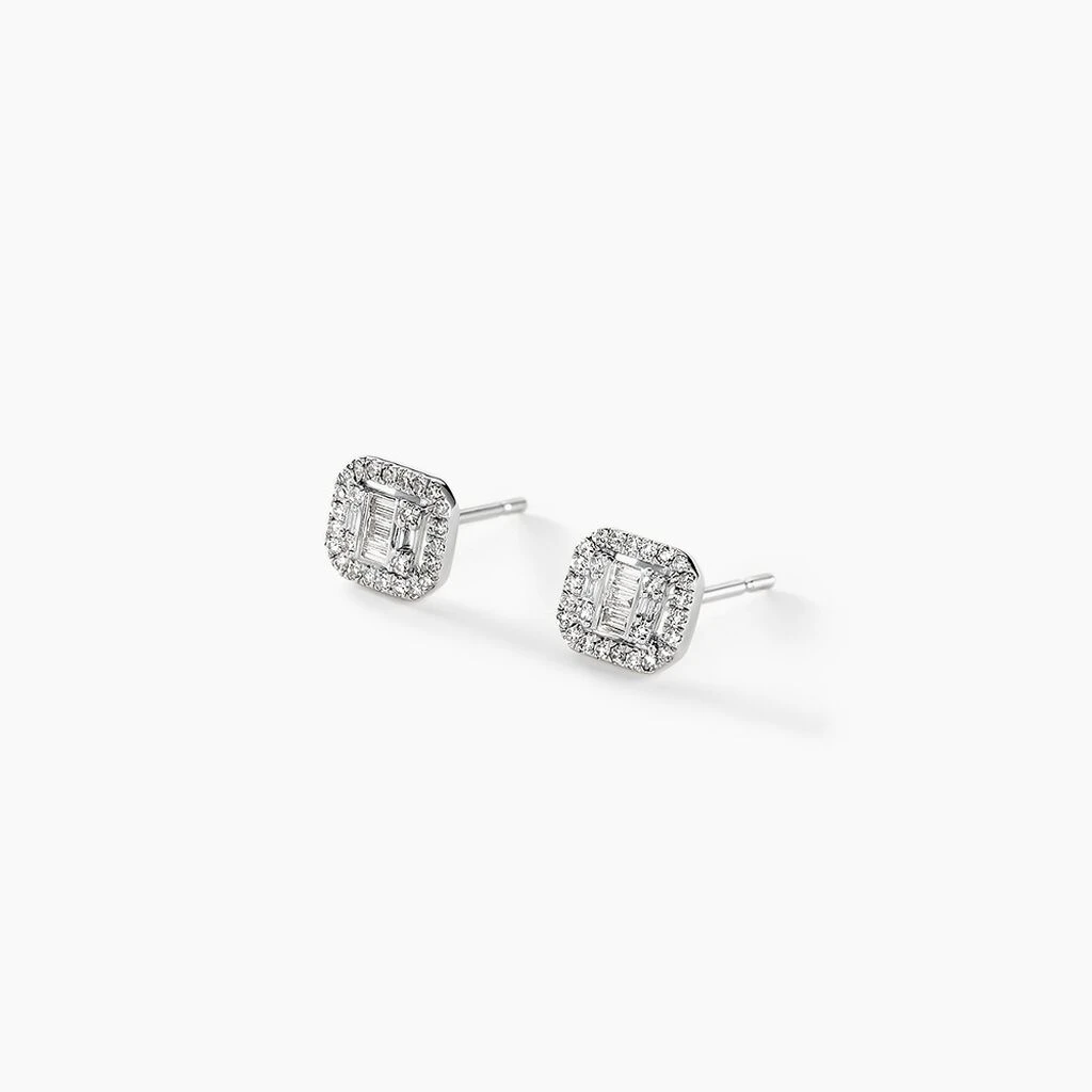Boucles D'oreilles Puces Natacha Or Blanc Diamant 3 Boucles D'oreilles Puces Natacha Or Blanc Diamant