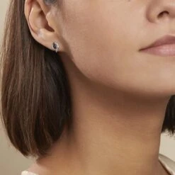 Boucles D'oreilles Puces Lydia Or Blanc Saphir -Fanny Boutique B3OFBSB203 model0