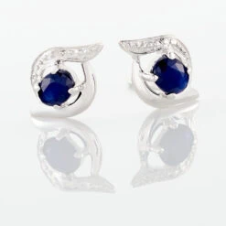 Boucles D'oreilles Puces Lydia Or Blanc Saphir -Fanny Boutique B3OFBSB203 view2