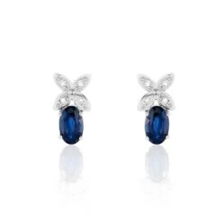 Boucles D'oreilles Puces Andrey Or Blanc Saphir Et Diamant