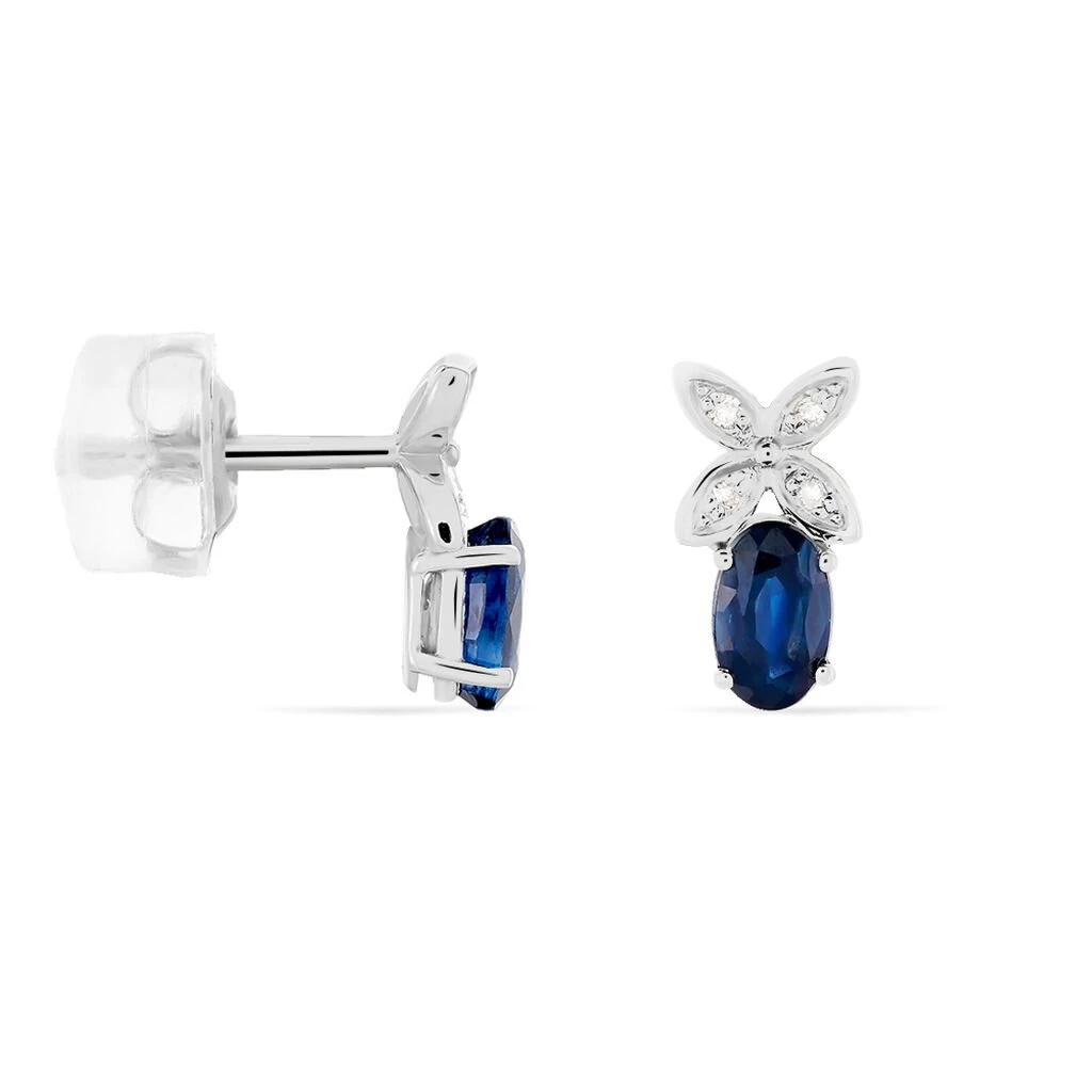 Boucles D'oreilles Puces Andrey Or Blanc Saphir Et Diamant 4 Boucles D'oreilles Puces Andrey Or Blanc Saphir Et Diamant – Image 2