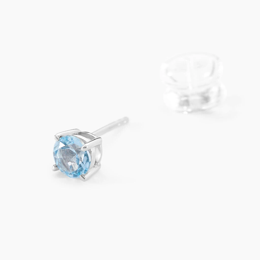Boucles D'oreilles Puces Elea Or Blanc Topaze Bleu Sky 4 Boucles D'oreilles Puces Elea Or Blanc Topaze Bleu Sky – Image 2