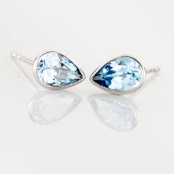 Boucles D'oreilles Puces Fassia Or Blanc Topaze -Fanny Boutique B3OFBTB500 view2