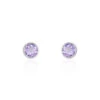 Boucles D'oreilles Puces Edy Serti Clos Or Blanc Amethyste