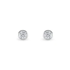 Boucles D'oreilles Puces Elda Serti Clos Or Blanc Oxyde De Zirconium