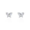 Boucles D'oreilles Puces Eleanor Fleur Or Blanc Oxyde De Zirconium