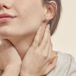 Boucles D'oreilles Puces Stelila Or Blanc Oxyde De Zirconium -Fanny Boutique B3OFBZW145 model0