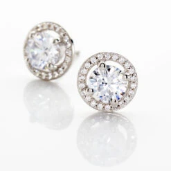 Boucles D'oreilles Puces Stelila Or Blanc Oxyde De Zirconium -Fanny Boutique B3OFBZW145 view2