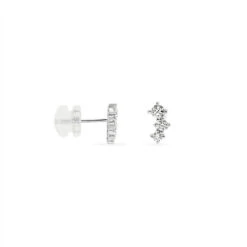 Boucles D'oreilles Puces Kyoto Or Blanc Oxyde De Zirconium -Fanny Boutique B3OFBZW294 view2