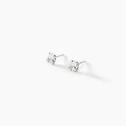 Boucles D'oreilles Puces Eddie Or Blanc Oxyde De Zirconium